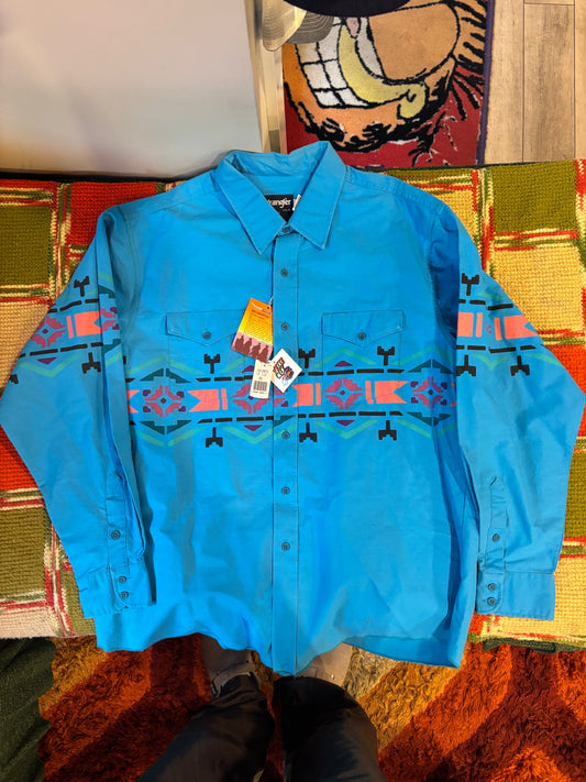 90’s Deadstock Wrangler aztec Brushpopper Buttonup