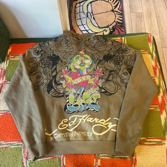 Ed Hardy zip up hoodie (large)