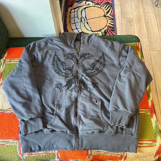 Black and Gray Eagle zip up hoodie (XXL)